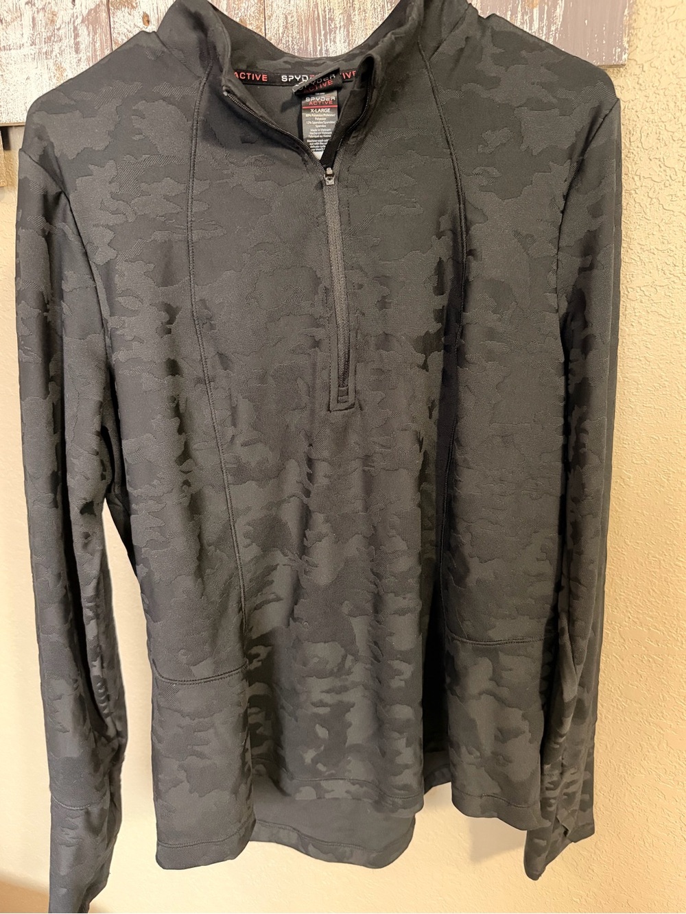 Black Camouflage Quarter-Zip Pullover